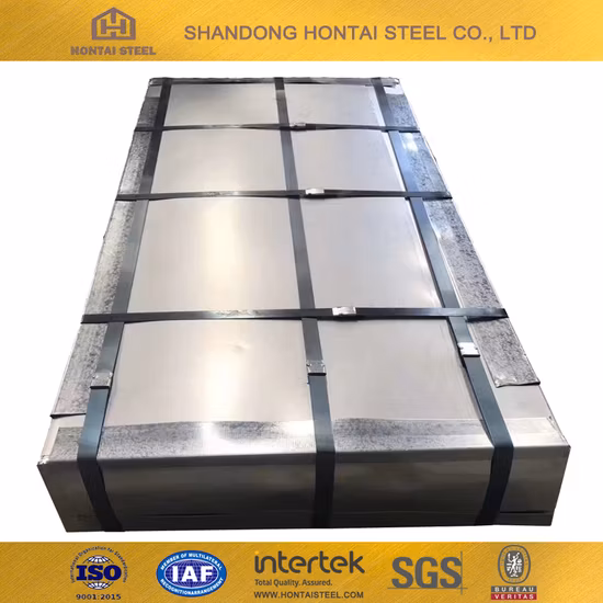 SGCC /Dx51d+Z Placa de cobertura metálica Material de construção 4X8 SPCC 0,3mm 0,4mm 0,46mm 0,5mm Folha de telhado de ferro corrugado galvanizado revestido de zinco